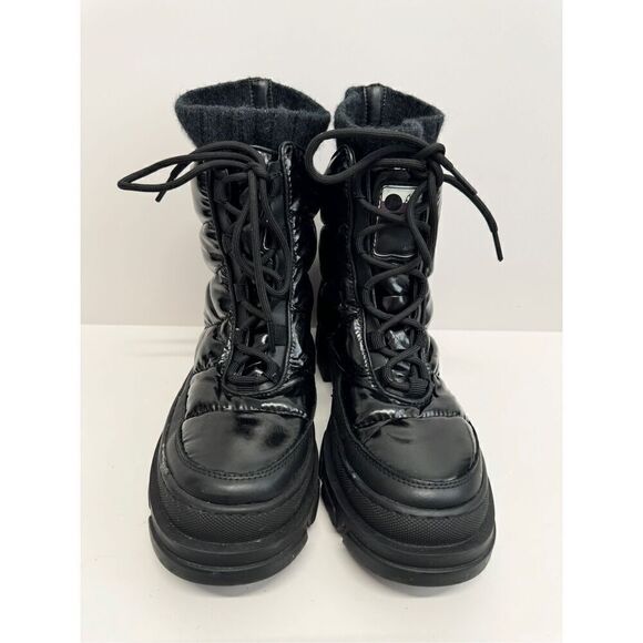 Sam Edelman Boots Size 7.5 Black Lug Sole Tabitha Lace Up Round Toe Winter Boot - Picture 4 of 8